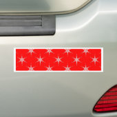 Glazen sneeuwvlokken op rode achtergrond bumpersticker (Op auto)