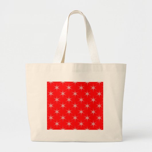 Glazen sneeuwvlokken op rode achtergrond grote tote bag (Voorkant)