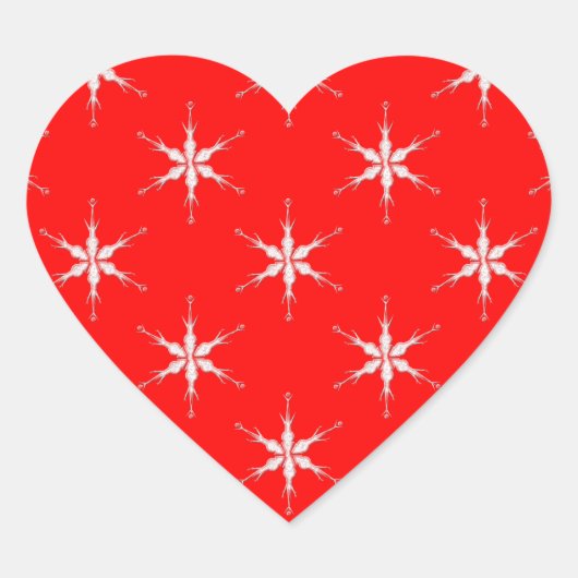 Glazen sneeuwvlokken op rode achtergrond hart sticker (Voorkant)