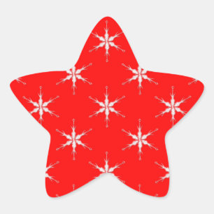 Glazen sneeuwvlokken op rode achtergrond ster sticker