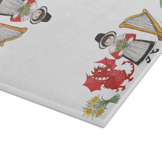 Glazen snijbord: Daffodils Dragon Leeks Harp Snijplank (Hoek)