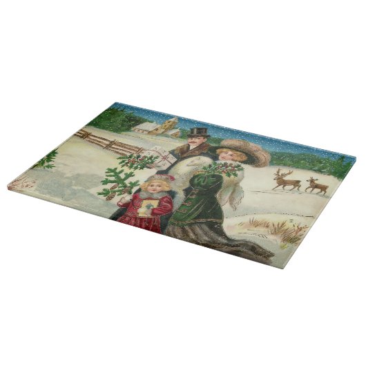 -glazen snijbord kerstfamilie snijplank (Hoek)