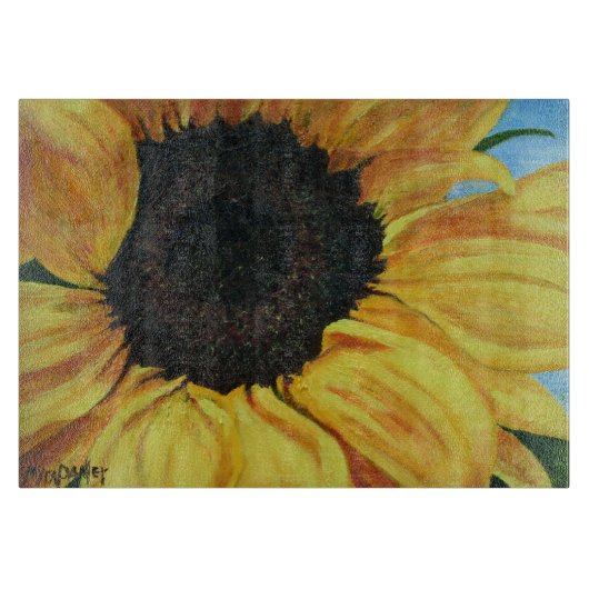 glazen snijplaat met zonnebloem snijplank (Voorkant)