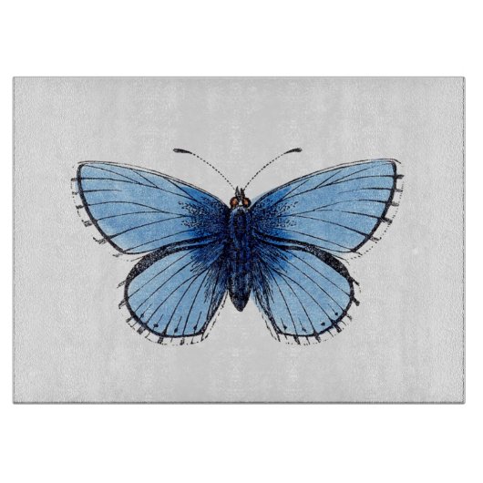 Glazen Snijplank - Blauwe Vlinder (Voorkant)