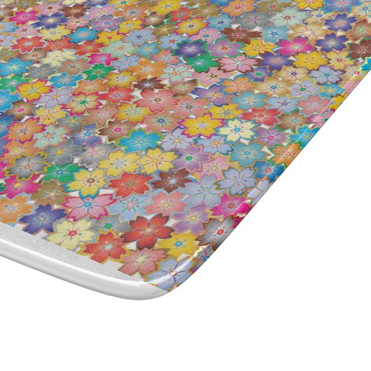 Glazen snijplank - FLORAL (Hoek)