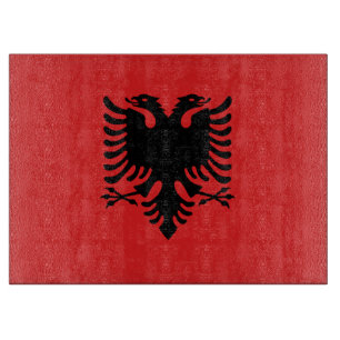 Glazen snijplank met vlag van Albanië
