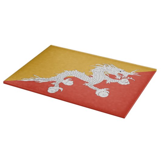 Glazen snijplank met vlag van Bhutan (Hoek)