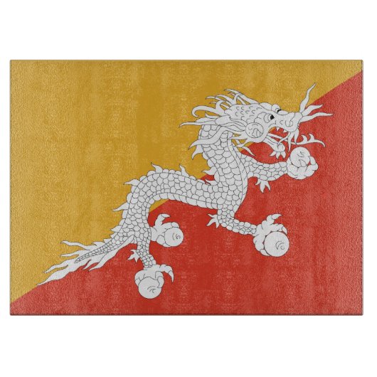 Glazen snijplank met vlag van Bhutan (Voorkant)