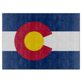 Glazen snijplank met vlag van Colorado State