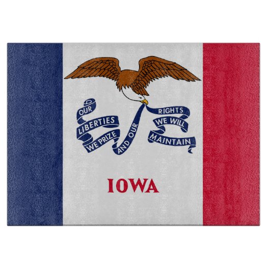 Glazen snijplank met vlag van Iowa, Verenigde Stat (Voorkant)