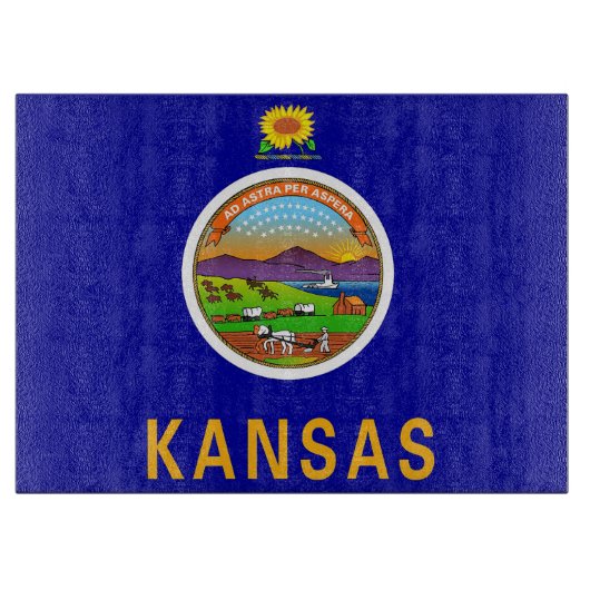 Glazen snijplank met vlag van Kansas, Verenigde St (Voorkant)