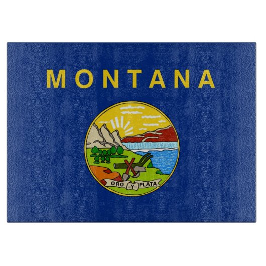 Glazen snijplank met vlag van Montana USA (Voorkant)