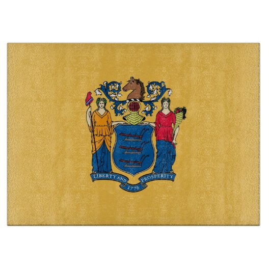 Glazen snijplank met vlag van New Jersey USA (Voorkant)