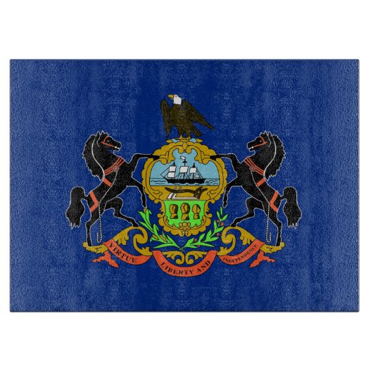Glazen snijplank met vlag van Pennsylvania, Vereni (Voorkant)