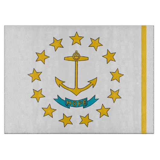 Glazen snijplank met vlag van Rhode Island, Vereni (Voorkant)