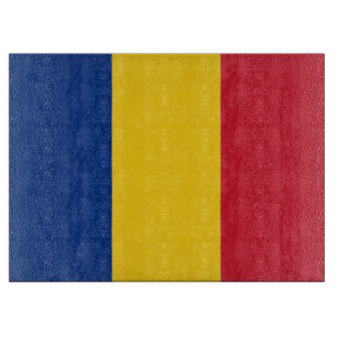 Glazen snijplank met vlag van Roemenië