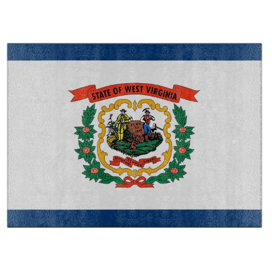 Glazen snijplank met vlag van West Virginia USA (Voorkant)