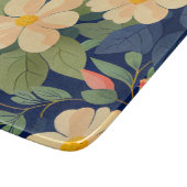 Glazen Snijplank Navy Roze Bloem Botanisch (Hoek)