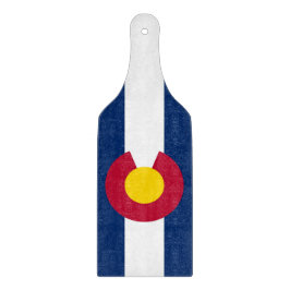 Glazen snijplank paddle met vlag van Colorado