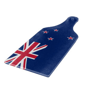 Glazen snijplank peddel met vlag Nieuw-Zeeland