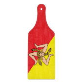 Glazen snijplank peddel met vlag Sicilië (Voorkant)