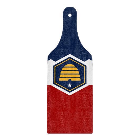 Glazen snijplank peddel met vlag Utah, VS (Voorkant)