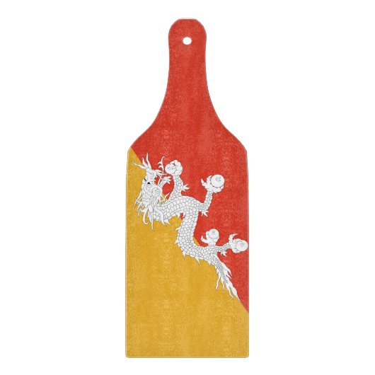 Glazen snijplank peddel met vlag van Bhutan (Voorkant)