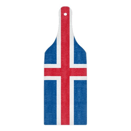 Glazen snijplank peddel met vlag van IJsland (Voorkant)