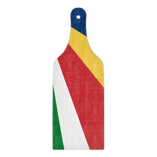 Glazen snijplank peddel Seychellen Kleuren (Voorkant)