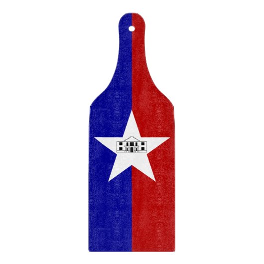 Glazen snijplank peddel vlag van San Antonio (Voorkant)