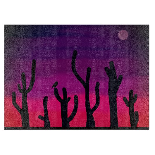 Glazen snijplank Saguaro Sunset (Voorkant)