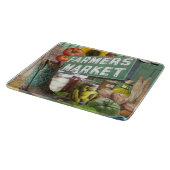 Glazen snijraad met marktthema voor landbouwers snijplank (Hoek)