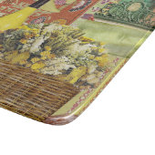 Glazen snijraad met wijn en olijven snijplank (Hoek)