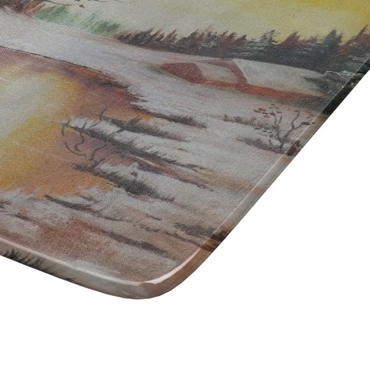 Glazen snijvlak Ann Hayes Painting Winter Scen Snijplank (Hoek)