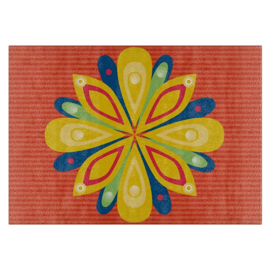 Glazen snijvlak Burst Red Snijplank (Voorkant)