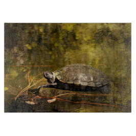 Glazen snijvlak - Turtle on Log-in Pond Snijplank