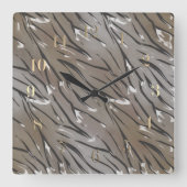 Glazen tegelleder 3D zebra Vierkante Klok (Voorkant)