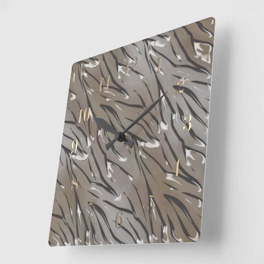 Glazen tegelleder 3D zebra Vierkante Klok (Hoek)