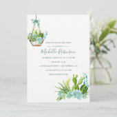 Glazen Terrarium Succulent Bruiloftsuitnodiging Kaart (Staand voorkant)