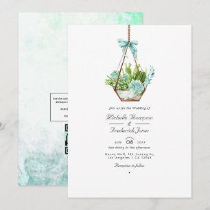 Glazen Terrarium Vetplanten QR Code RSVP Huwelijk Kaart