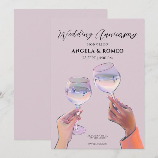 Glazen toast proost bruiloft Jubileum Kaart (Voorkant / Achterkant)