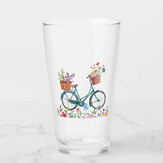 Glazen trommel, Pint Glass, 16 oz,  fiets (Voorkant)