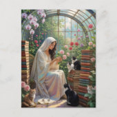 Glazen Tuinhuis - Orchideeën, Rozen & Bookish Cats Briefkaart (Voorkant)