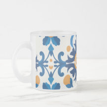 Glazen Tumbler Set – Blauwe en Bruine Bloemen