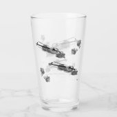 Glazen Tumbler: Viool met Roos & Lilly's B & W (Achterkant)