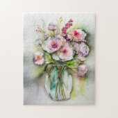 Glazen vaas met bloemen legpuzzel (Verticaal)