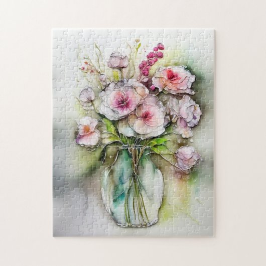 Glazen vaas met bloemen legpuzzel (Verticaal)