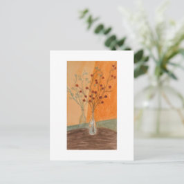 glazen vaas oranje thema briefkaart