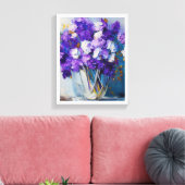  glazen vaas van paarse bloemen canvas afdruk (Insitu (Woonkamer))