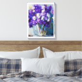  glazen vaas van paarse bloemen canvas afdruk (Insitu (Slaapkamer))